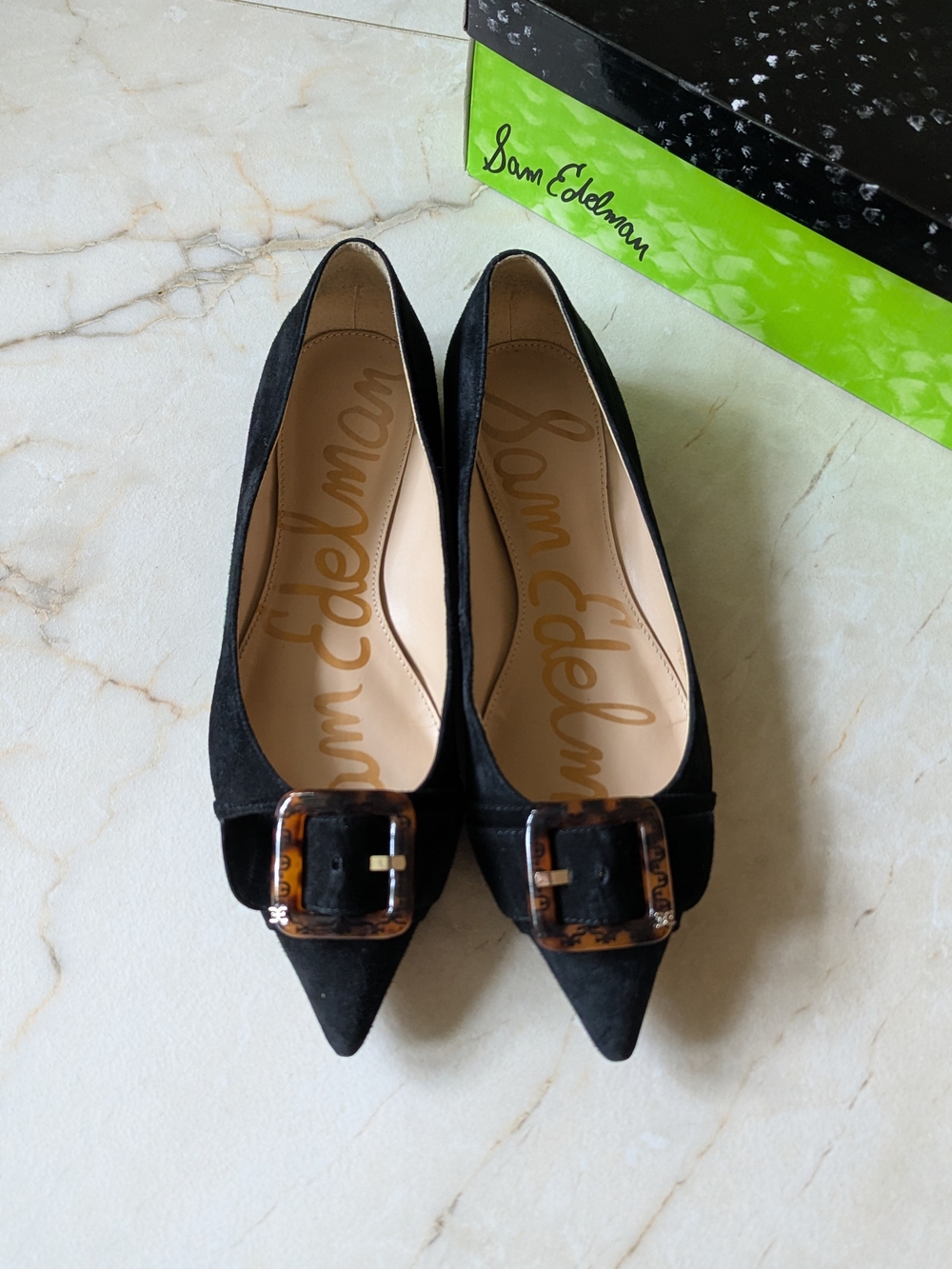 Sam Edelman | Sonja suede Tortoiseshell Buckle Flats - Picture 5 of 7